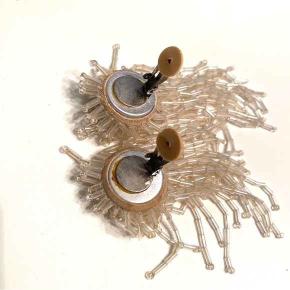 Vintage Clip-on Fireworks Beaded Earrings - Picture 4 of 5